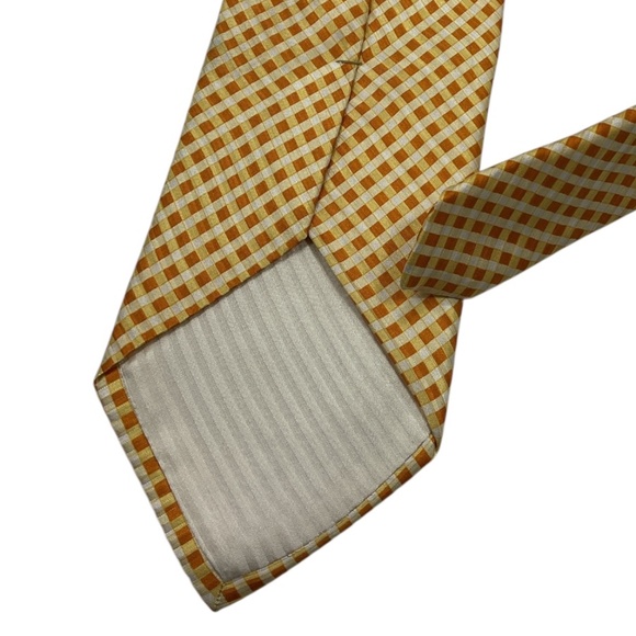 DUNHILL Orange/Yellow Tartan Silk LUXURY Tie ITALY - Picture 5 of 5